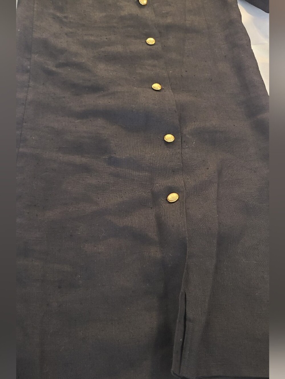 Valentino Miss Vintage Midi Shirt Dress Black with Cream Trim Gold Buttons, M - Picture 9 of 12